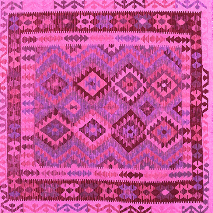 Square Machine Washable Southwestern Pink Country Rug, wshcon1689pnk
