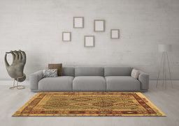 Machine Washable Southwestern Brown Country Rug in a Living Room,, wshcon1689brn