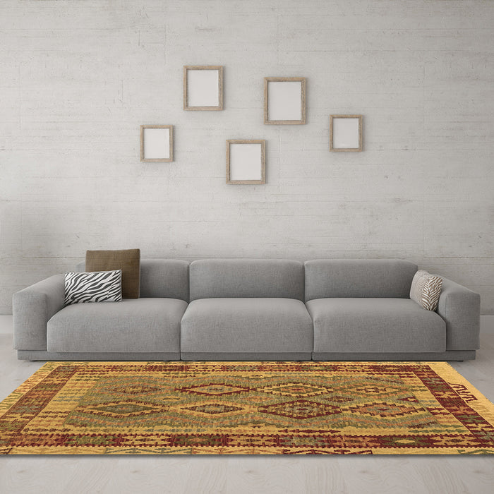 Machine Washable Southwestern Brown Country Rug in a Living Room,, wshcon1689brn