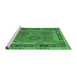 Sideview of Machine Washable Southwestern Emerald Green Country Area Rugs, wshcon1689emgrn