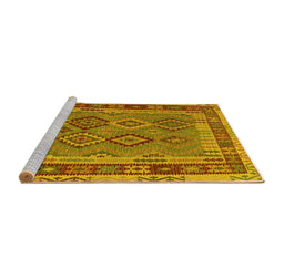 Sideview of Machine Washable Southwestern Yellow Country Rug, wshcon1689yw