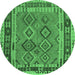 Round Southwestern Emerald Green Country Rug, con1689emgrn