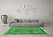 Machine Washable Southwestern Emerald Green Country Area Rugs in a Living Room,, wshcon1689emgrn