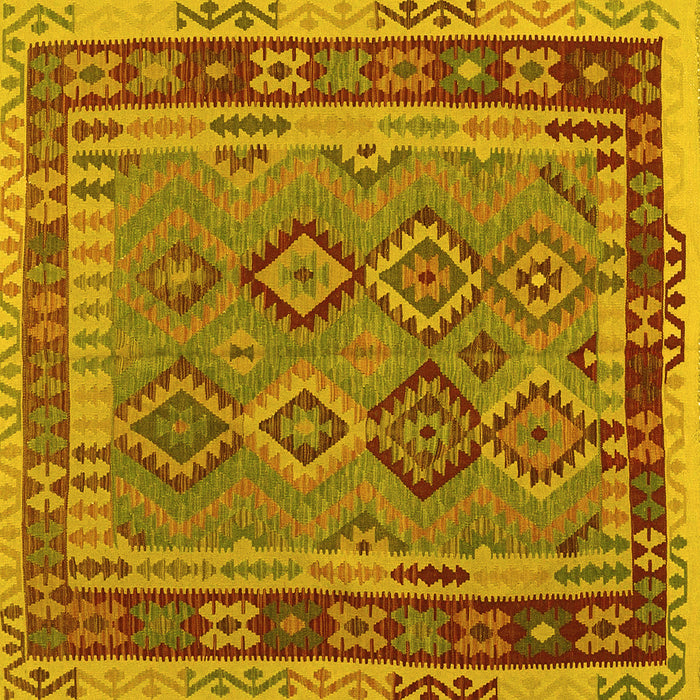 Square Machine Washable Southwestern Yellow Country Rug, wshcon1689yw