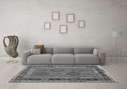 Machine Washable Southwestern Gray Country Rug in a Living Room,, wshcon1689gry