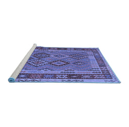 Sideview of Machine Washable Southwestern Blue Country Rug, wshcon1689blu