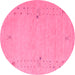 Round Abstract Pink Contemporary Rug, con168pnk