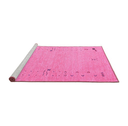 Sideview of Machine Washable Abstract Purple Contemporary Area Rugs, wshcon168pur