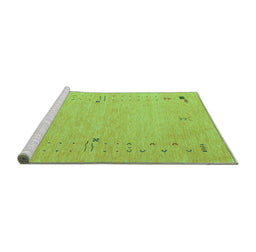 Sideview of Machine Washable Abstract Turquoise Contemporary Area Rugs, wshcon168turq