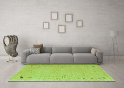 Machine Washable Abstract Turquoise Contemporary Area Rugs in a Living Room,, wshcon168turq