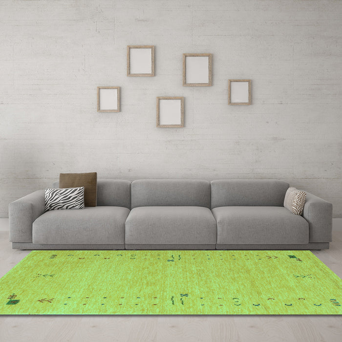 Machine Washable Abstract Turquoise Contemporary Area Rugs in a Living Room,, wshcon168turq