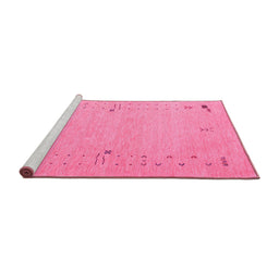 Sideview of Machine Washable Abstract Pink Contemporary Rug, wshcon168pnk