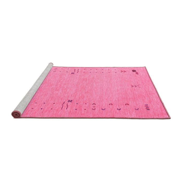 Sideview of Machine Washable Abstract Pink Contemporary Rug, wshcon168pnk