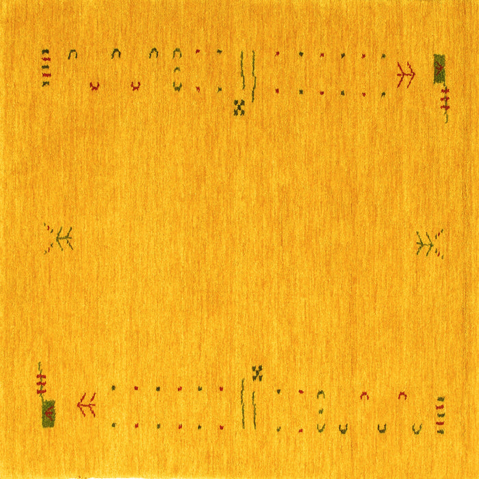 Square Machine Washable Abstract Yellow Contemporary Rug, wshcon168yw