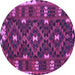 Round Oriental Purple Traditional Rug, con1690pur