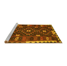 Sideview of Machine Washable Oriental Yellow Traditional Rug, wshcon1690yw