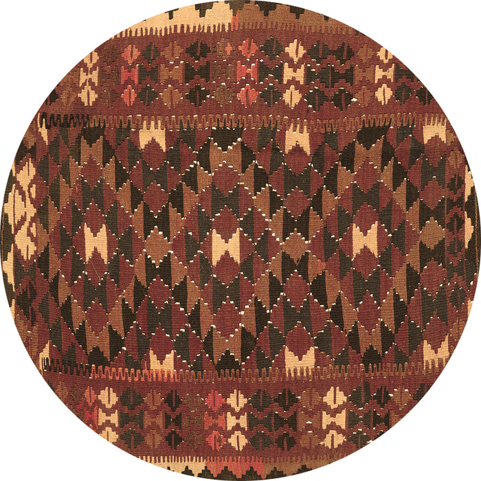 Round Oriental Brown Traditional Rug, con1690brn