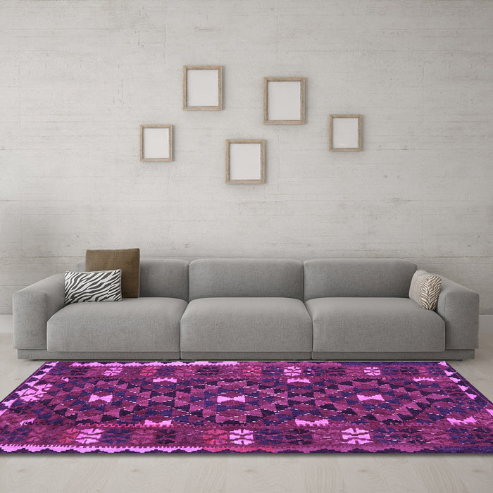 Machine Washable Oriental Purple Traditional Area Rugs in a Living Room, wshcon1690pur