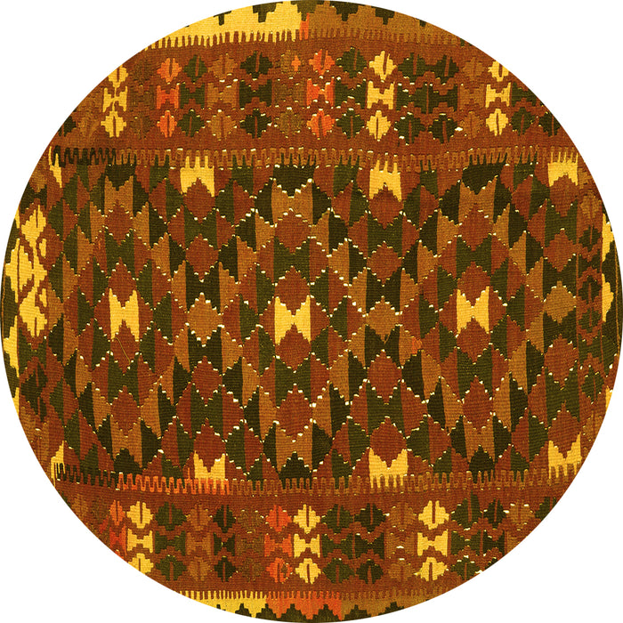 Round Oriental Yellow Traditional Rug, con1690yw