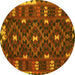 Round Oriental Yellow Traditional Rug, con1690yw