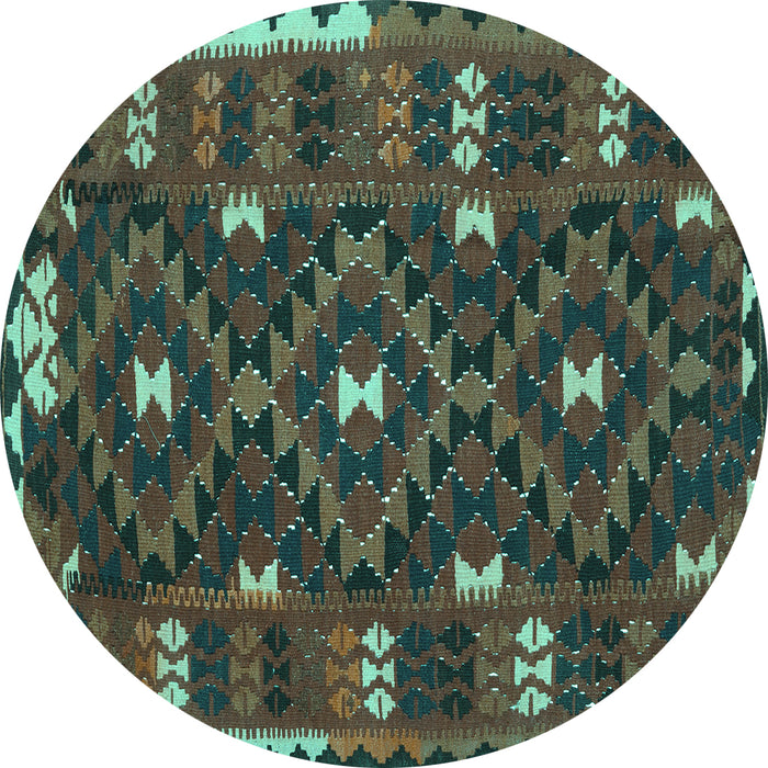 Round Oriental Turquoise Traditional Rug, con1690turq