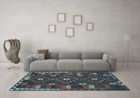 Machine Washable Oriental Light Blue Traditional Rug, wshcon1690lblu