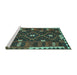 Sideview of Machine Washable Oriental Turquoise Traditional Area Rugs, wshcon1690turq