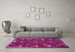 Machine Washable Oriental Pink Traditional Rug in a Living Room, wshcon1690pnk