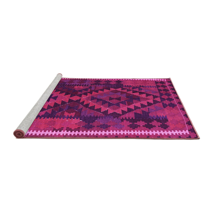 Sideview of Machine Washable Oriental Pink Traditional Rug, wshcon1691pnk