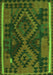 Serging Thickness of Machine Washable Oriental Green Traditional Area Rugs, wshcon1691grn