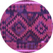 Round Machine Washable Oriental Purple Traditional Area Rugs, wshcon1691pur