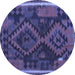 Round Machine Washable Oriental Blue Traditional Rug, wshcon1691blu