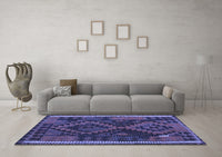 Machine Washable Oriental Blue Traditional Rug, wshcon1691blu