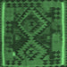 Square Machine Washable Oriental Emerald Green Traditional Area Rugs, wshcon1691emgrn