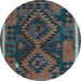 Round Oriental Light Blue Traditional Rug, con1691lblu