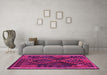 Machine Washable Oriental Pink Traditional Rug in a Living Room, wshcon1691pnk