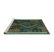 Sideview of Machine Washable Oriental Turquoise Traditional Area Rugs, wshcon1691turq