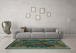 Machine Washable Oriental Turquoise Traditional Area Rugs in a Living Room,, wshcon1691turq