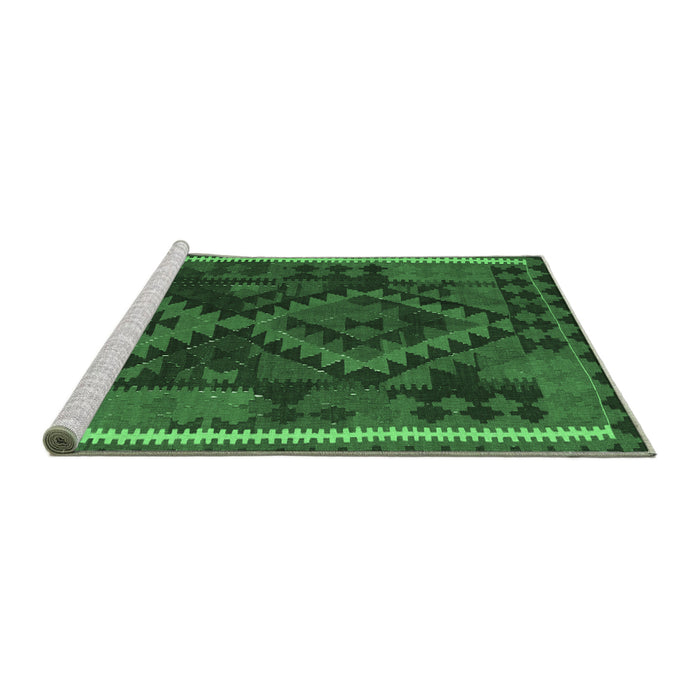 Sideview of Machine Washable Oriental Emerald Green Traditional Area Rugs, wshcon1691emgrn