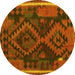 Round Oriental Yellow Traditional Rug, con1691yw