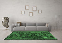 Machine Washable Oriental Emerald Green Traditional Rug, wshcon1691emgrn