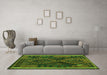 Machine Washable Oriental Green Traditional Area Rugs in a Living Room,, wshcon1691grn