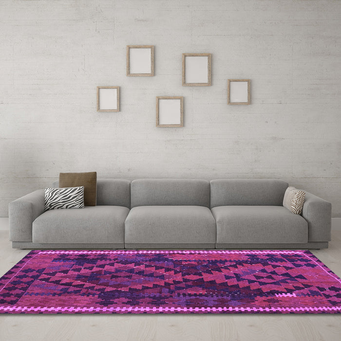 Machine Washable Oriental Purple Traditional Area Rugs in a Living Room, wshcon1691pur