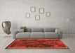 Machine Washable Oriental Orange Traditional Area Rugs in a Living Room, wshcon1691org