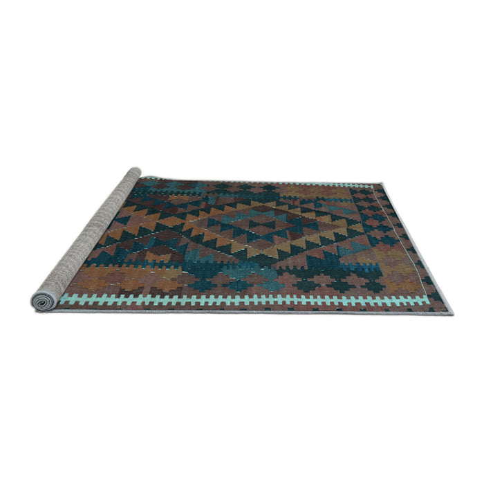 Sideview of Machine Washable Oriental Light Blue Traditional Rug, wshcon1691lblu