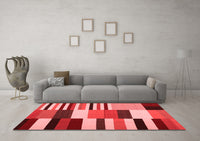 Machine Washable Abstract Red Contemporary Rug, wshcon1692red