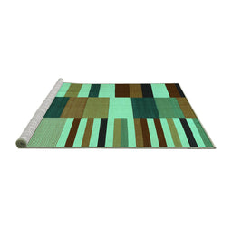 Sideview of Machine Washable Abstract Turquoise Contemporary Area Rugs, wshcon1692turq