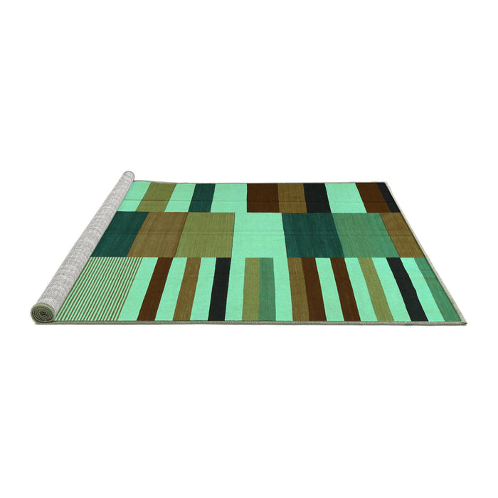 Sideview of Machine Washable Abstract Turquoise Contemporary Area Rugs, wshcon1692turq