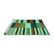 Sideview of Machine Washable Abstract Turquoise Contemporary Area Rugs, wshcon1692turq