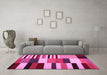 Machine Washable Abstract Pink Contemporary Rug in a Living Room, wshcon1692pnk